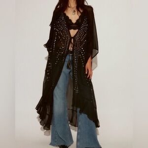Free People So Billie Studded Duster Black One Size NWT Sold Out $148
